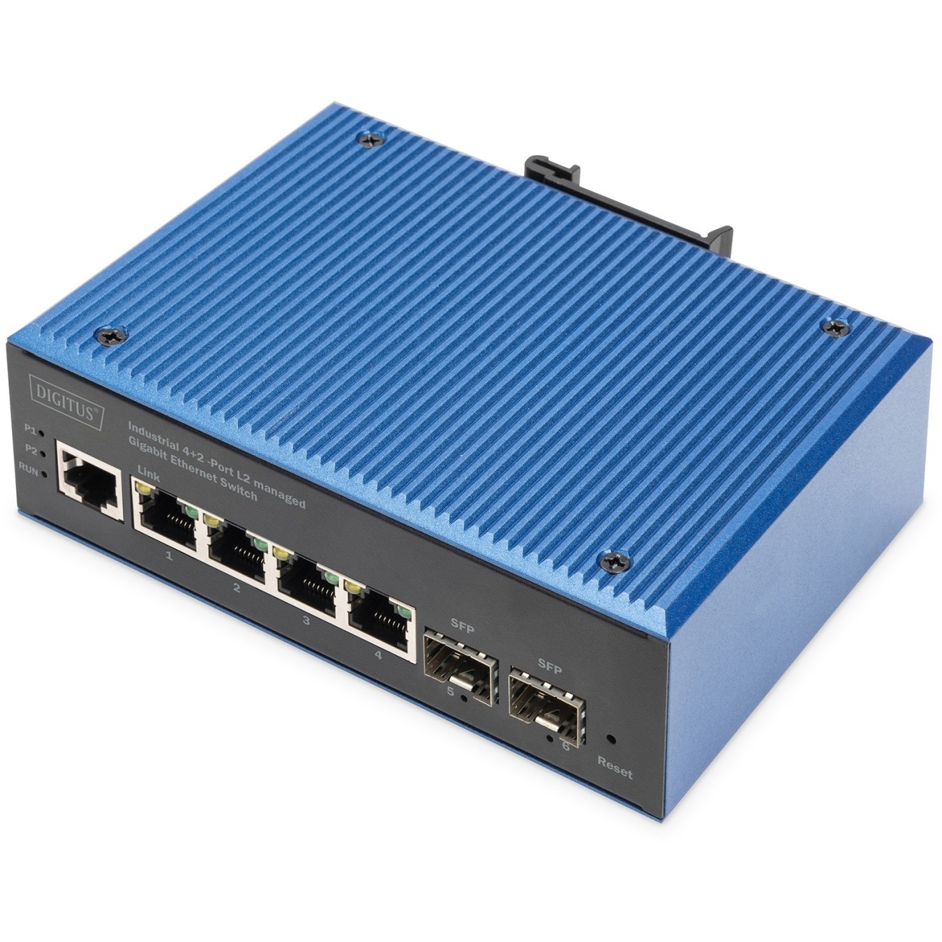 Digitus 4+2P Industrial Gigabit Ethernet Switch L2 Managed - 4+2P - (Black, Metal, 12-48 VDC, 6 ports)