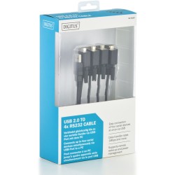 Buy DIGITUS USB 2.0 to 4x RS232 Cable - Black, 1.5 m in Cyprus, Nicosia, Limassol, Larnaka, Pafos