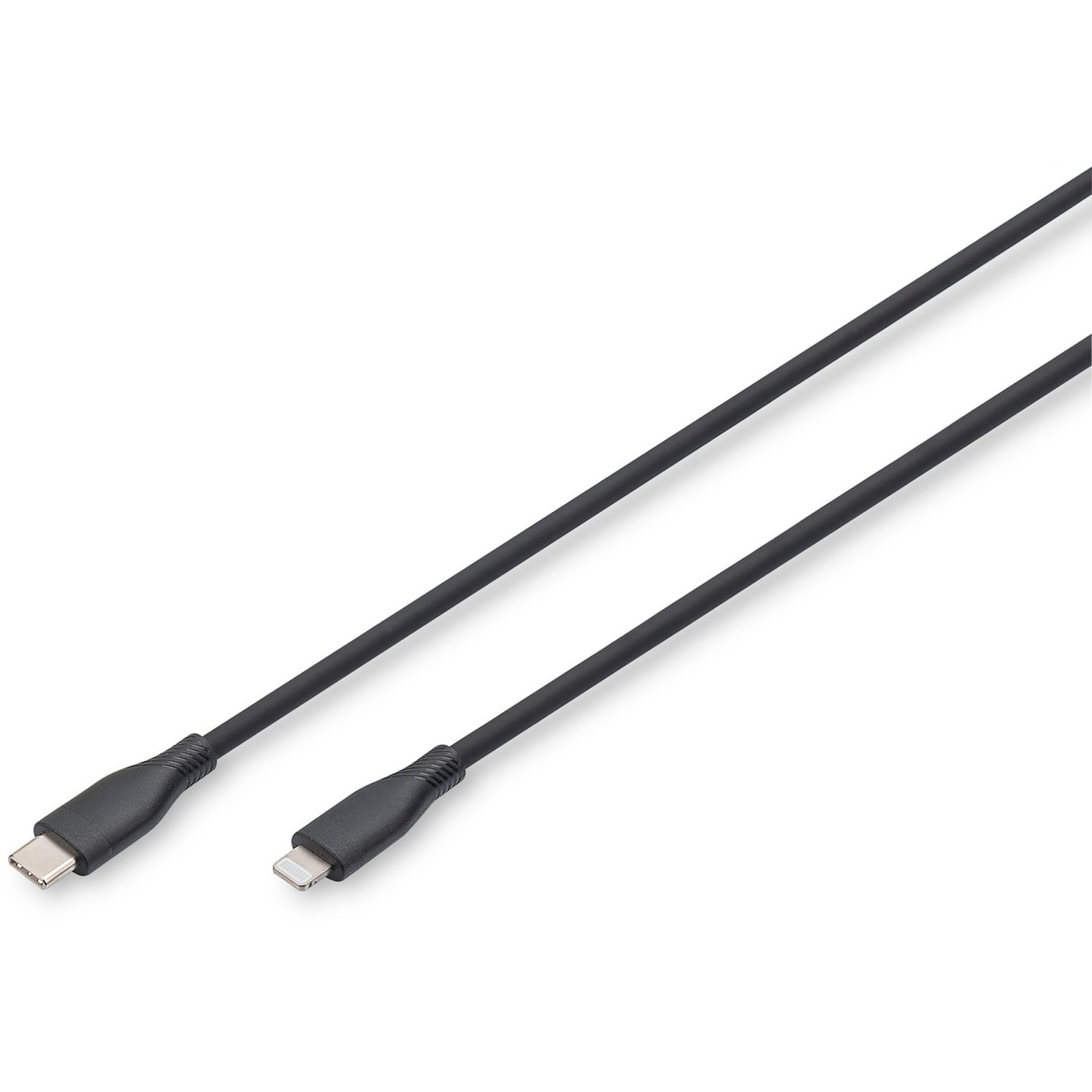 DIGITUS USB 2.0 Cable Type-C to Lightning Silicone 1m MFI Black - (Color: Black, Length: 1m)
