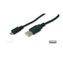 DIGITUS USB 2.0 A to Micro-B Cable - 3.0 m - Black, Stainless Steel Braided — Buy in Cyprus with Fast Delivery