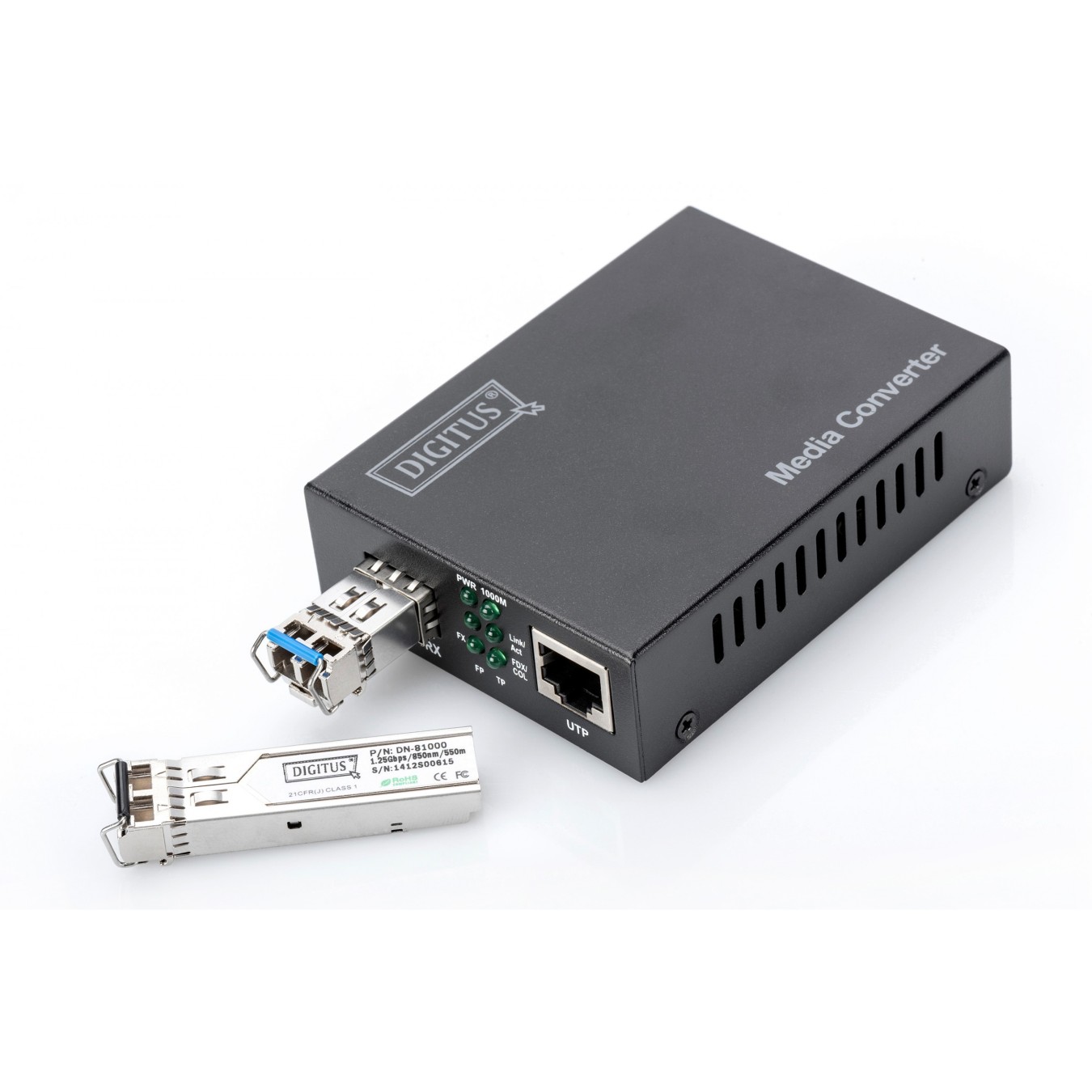 DIGITUS Gigabit Media Converter RJ45 to SFP - Black - 1 Gbps, External Power — Buy in Cyprus with Fast Delivery