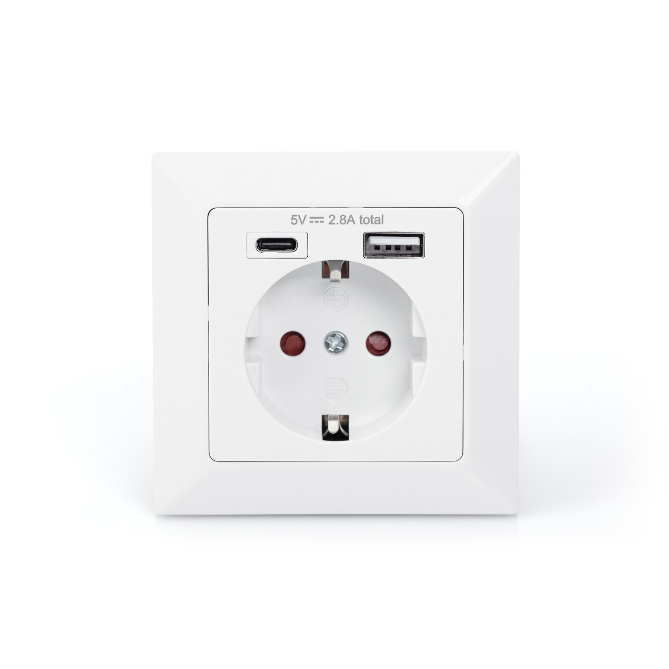 DIGITUS Safety Flush-Mount Socket USB-C + USB-A US - White — Buy in Cyprus with Fast Delivery