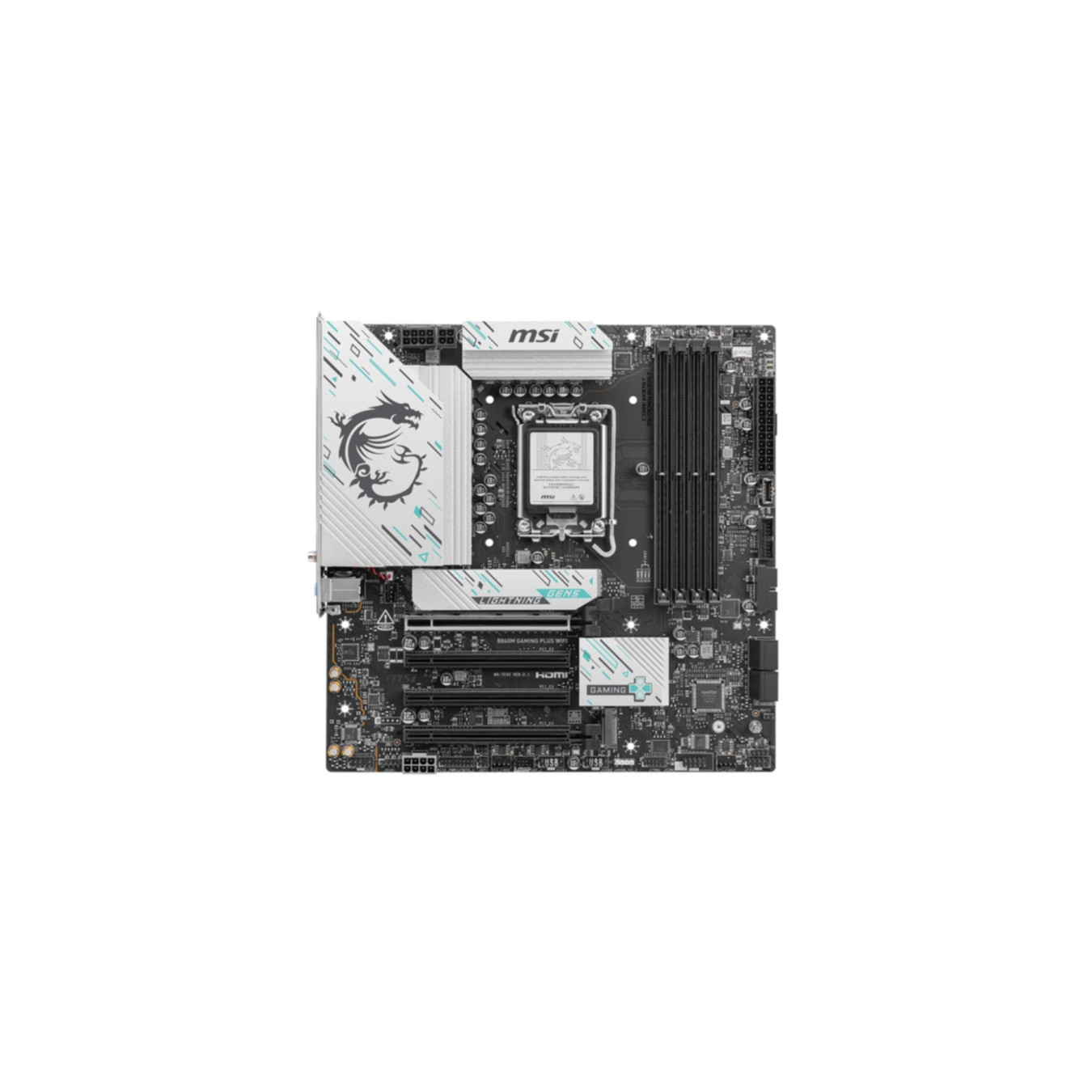 MSI B860M GAMING PLUS WIFI - LGA 1851 Micro-ATX Motherboard - DDR5 256GB, 4x DIMM, RGB, 5Gb LAN
