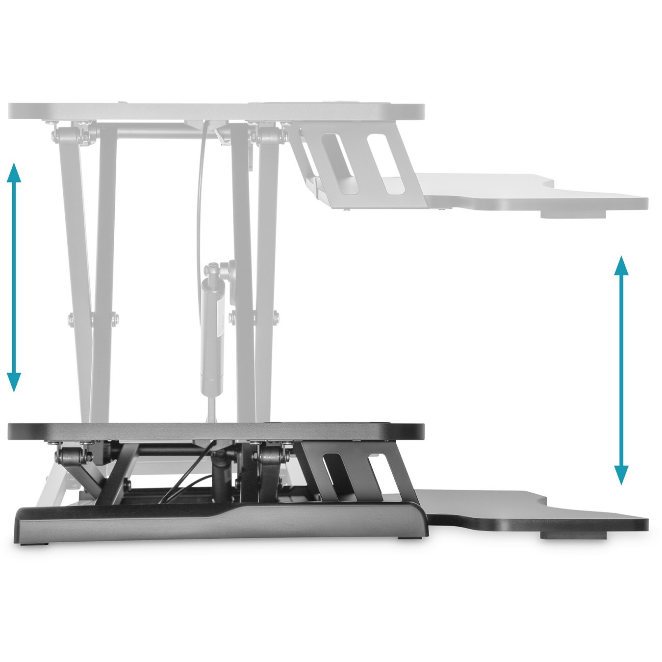 Digitus DA-90380-1 Ergonomic Desk Riser - DA-90380-1 - Black, Freestanding, Manual height adjustment