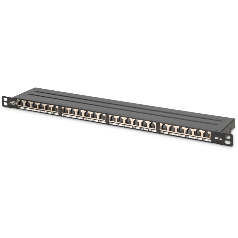 Buy DIGITUS Patchpanel 0.5U 24-Port Cat6a Shielded Black - Characteristics (Black) in Cyprus, Nicosia, Limassol, Larnaka, Pafos