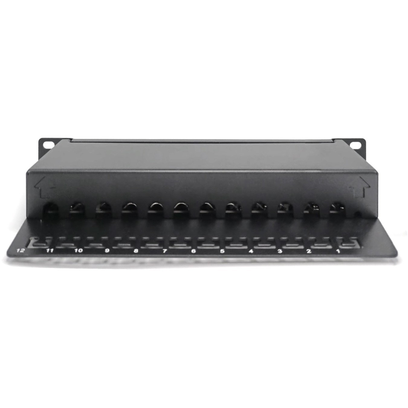 DIGITUS Cat.6A Patch Panel Shielded, 12-Port, Black - Characteristics (Color Black, Cat.6A, Shielded)
