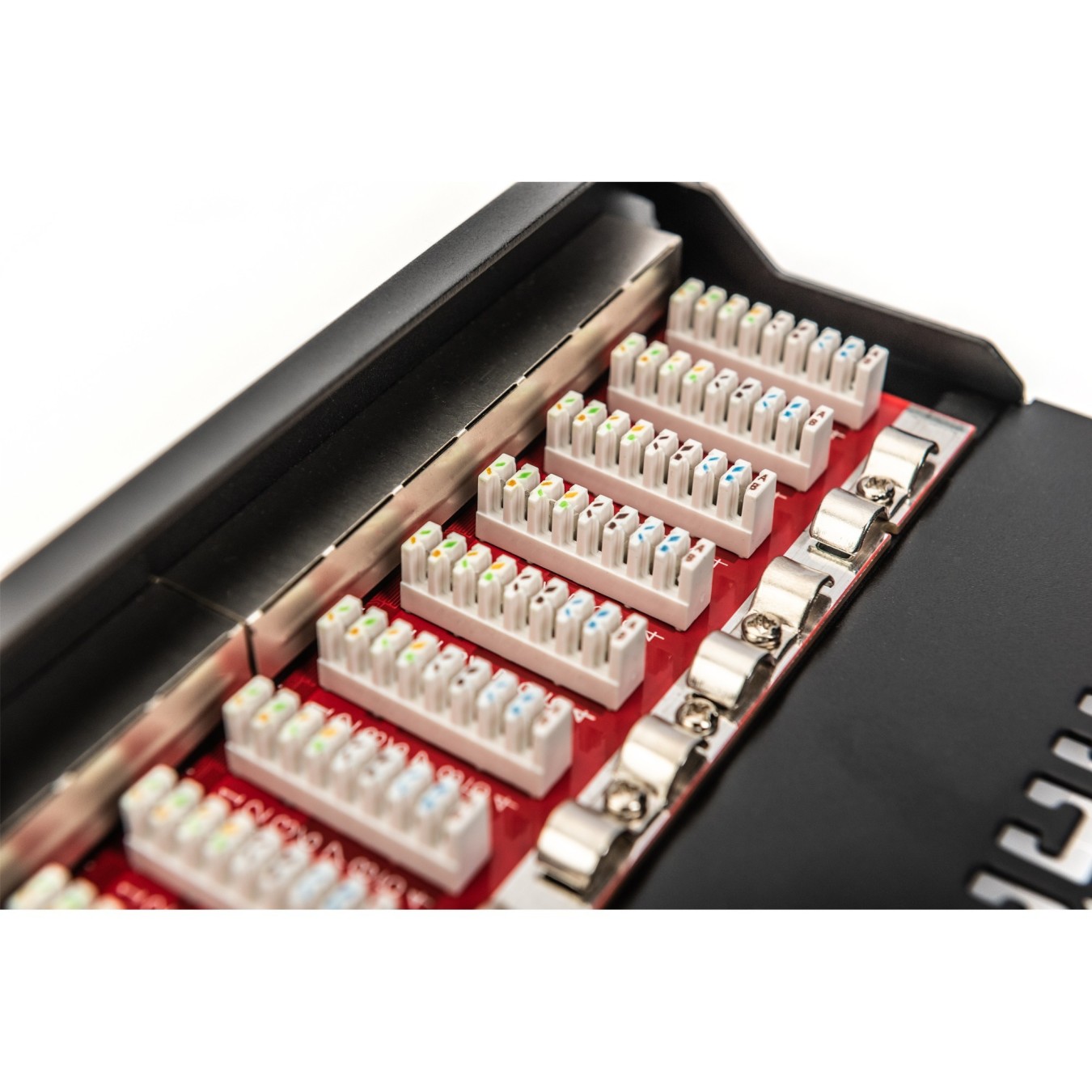 DIGITUS Cat.6A Patch Panel Shielded, 12-Port, Black - Characteristics (Color Black, Cat.6A, Shielded)