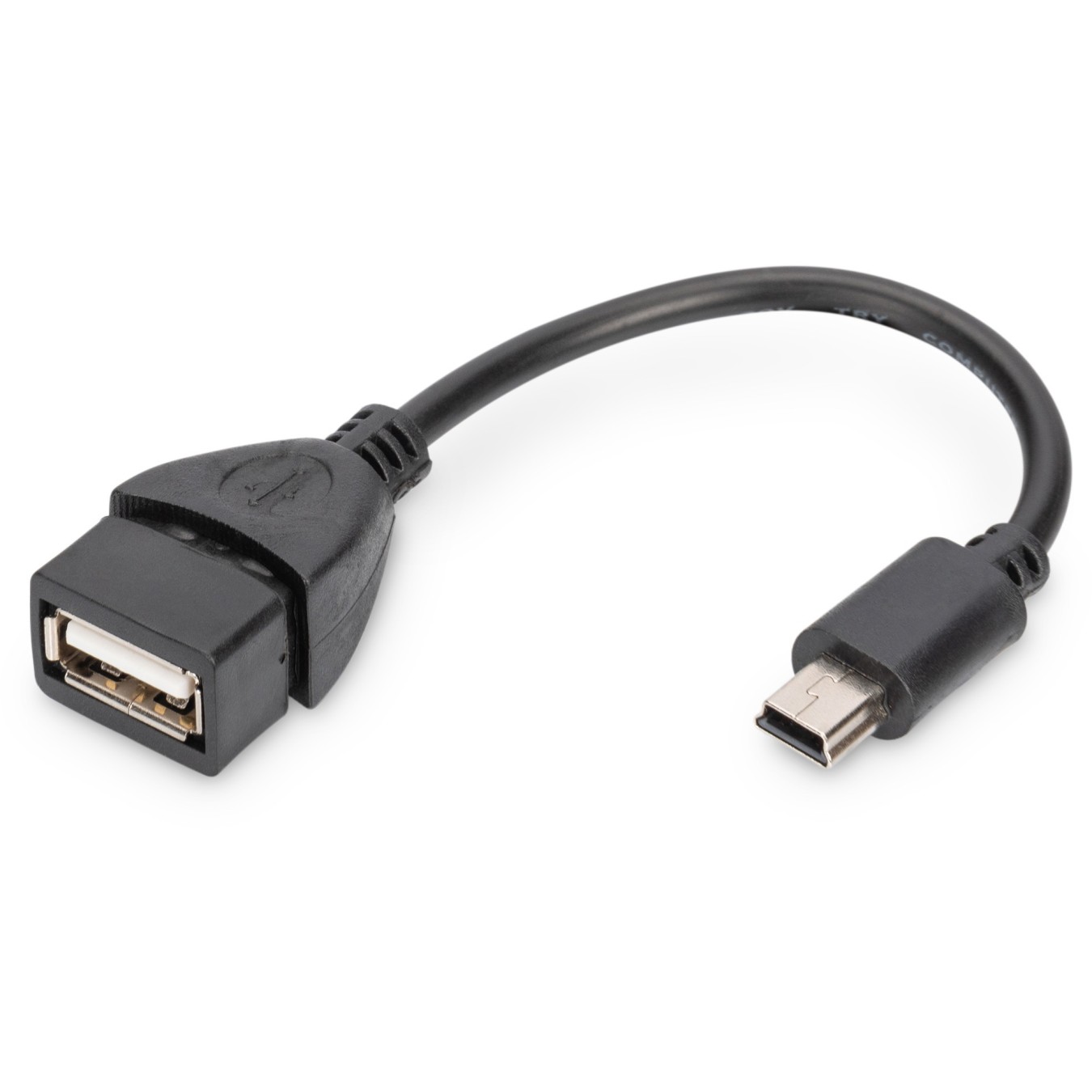 DIGITUS USB 2.0 OTG Adapter - Mini-B Male to USB-A Female - 0.2m - Black — Buy in Cyprus with Fast Delivery
