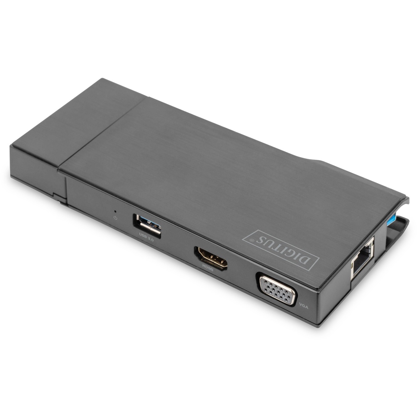 Digitus Travel Docking Station VGA/HDMI Grey - USB 3.2 Gen 1 Type-A, 2x USB-A, Gigabit Ethernet, MicroSD/SD