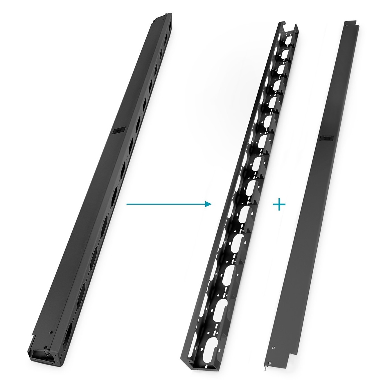 Cable Management Panel for 42U Network & Server Cabinets - Black Steel - 2 pcs — Buy in Cyprus with Fast Delivery