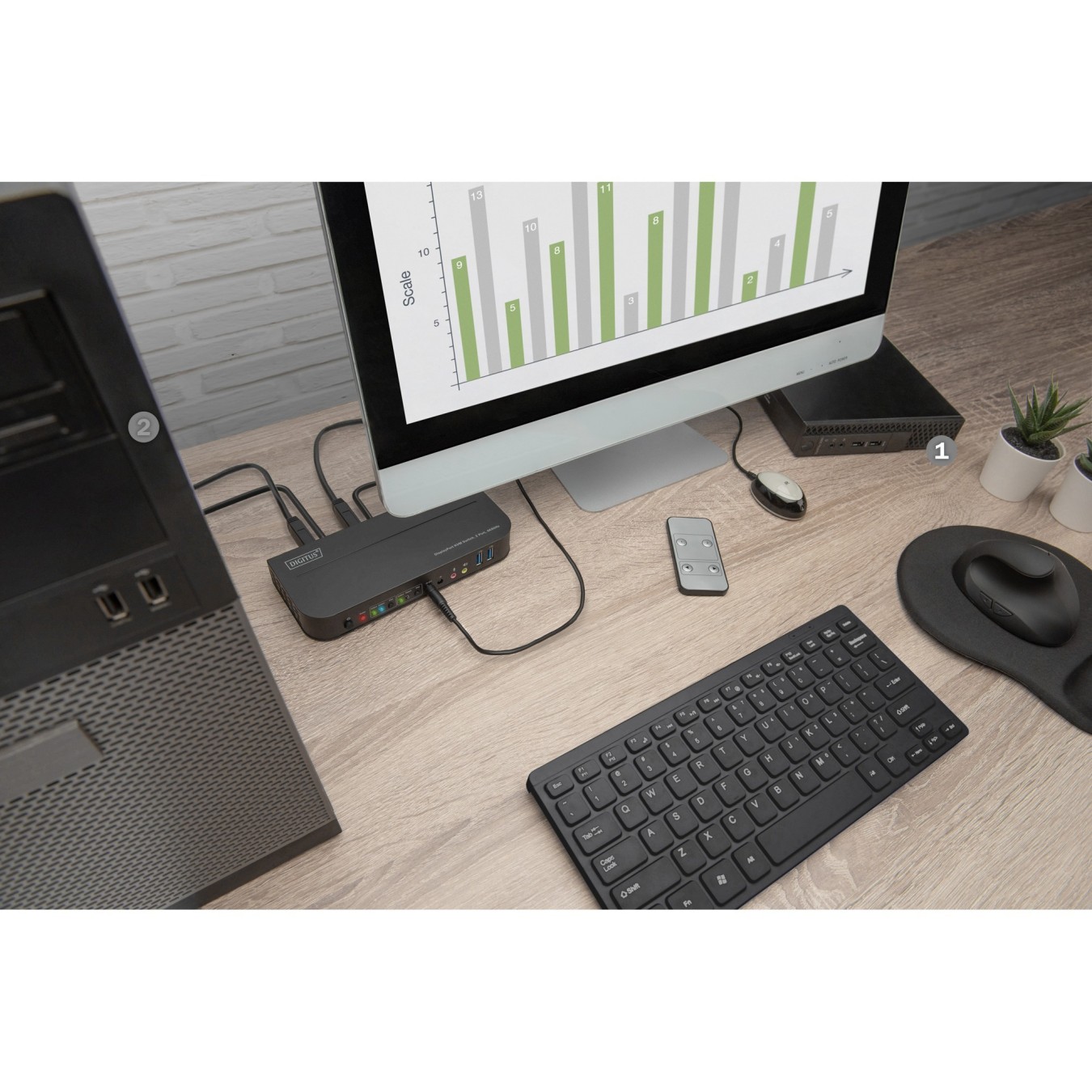 Digitus DS-12850 KVM-Switch - DS-12850 - 2-Port, 4K@60Hz, 2x DP to 1x HDMI — Buy in Cyprus with Fast Delivery