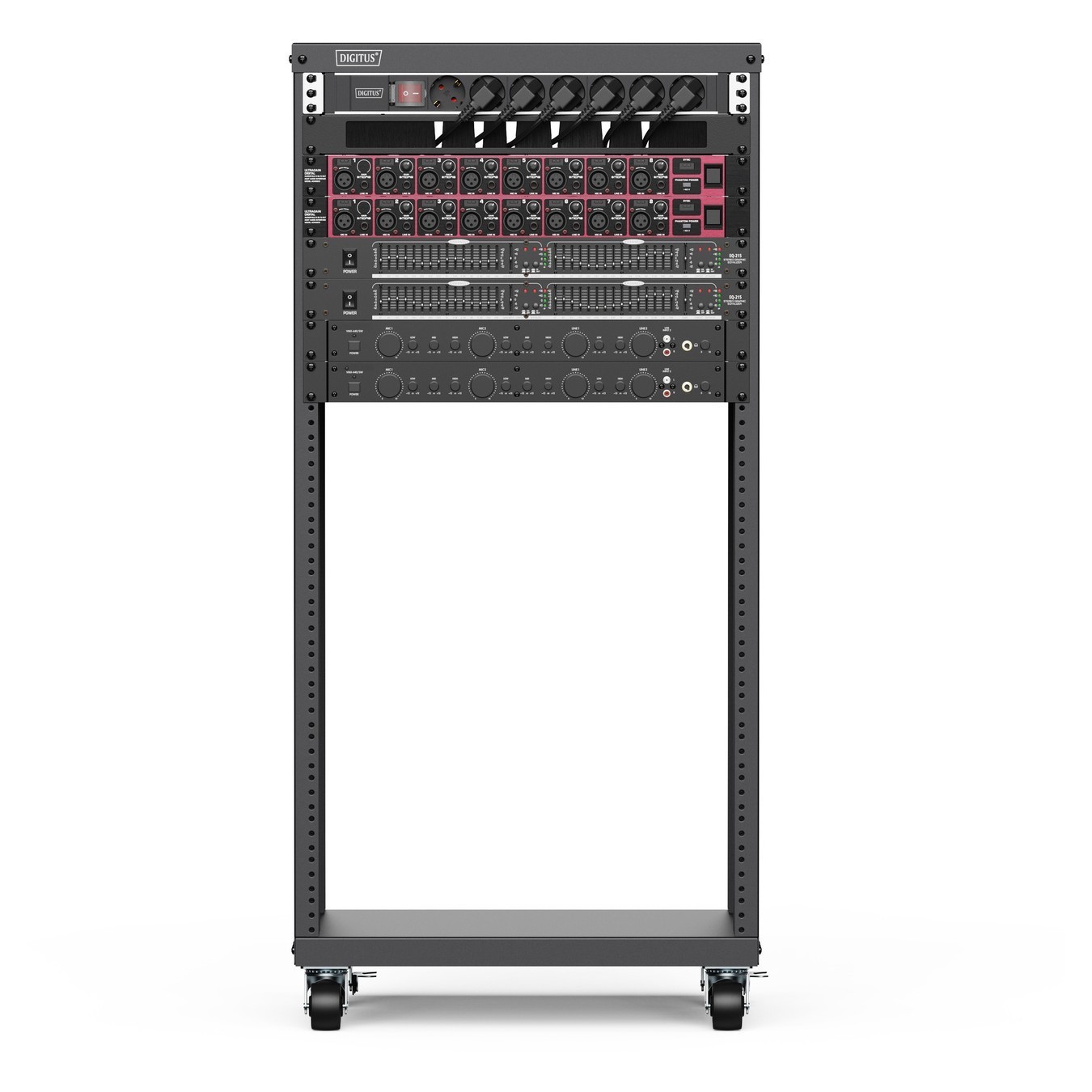 DIGITUS Universal 19-Inch Equipment Rack with Castors - 21HE - Black, Freestanding, 21U — Buy in Cyprus with Fast Delivery