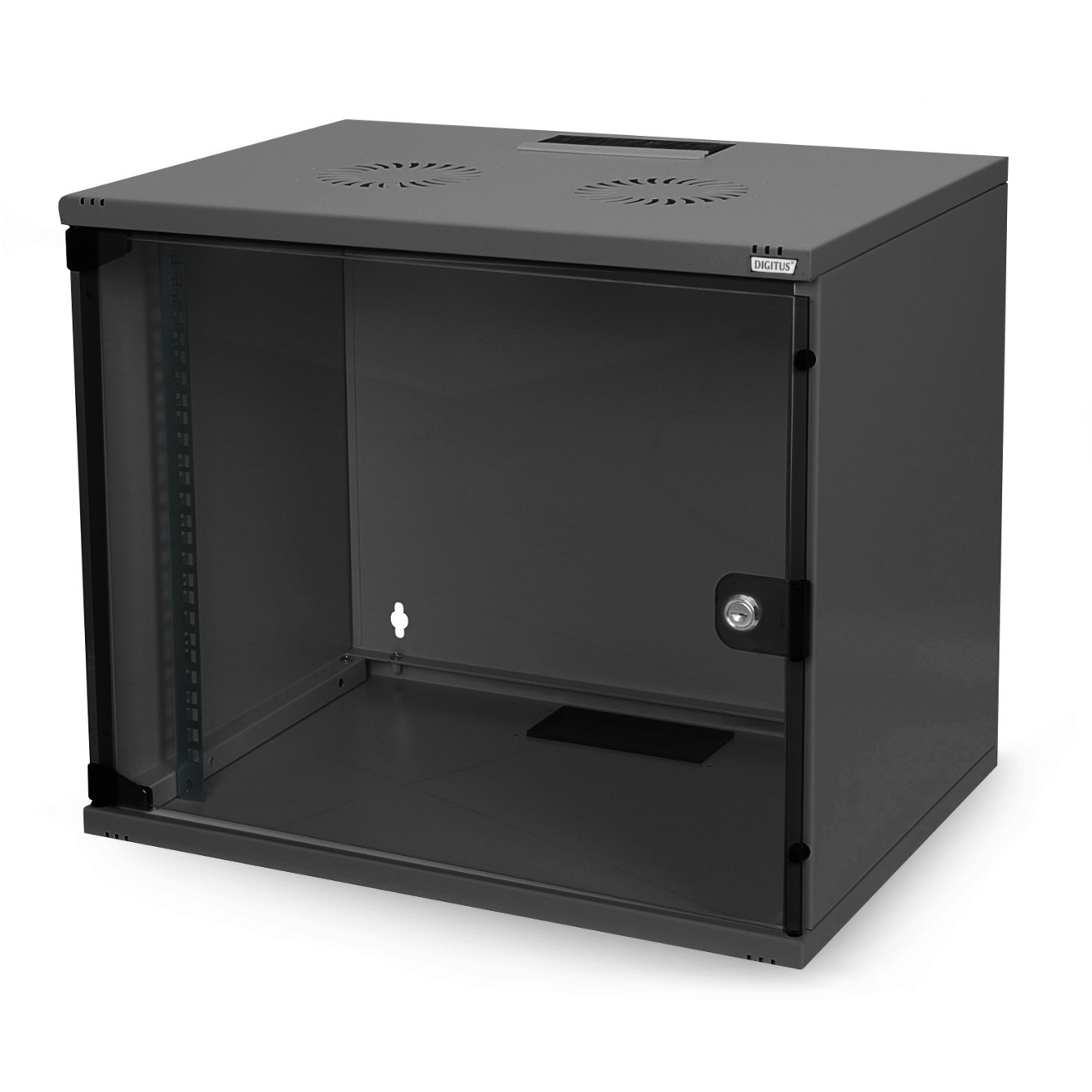 DIGITUS Wandgehäuse SOHO 7HE 370x540x400 mm schwarz - Wall Mount, Glass Front, 7U — Buy in Cyprus with Fast Delivery