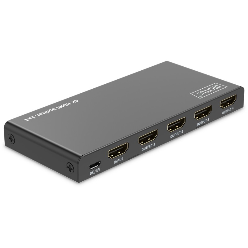 Buy DIGITUS HDMI Splitter 1x4 4K 60Hz HDCP 2.3 EDID Control - Black, Metal in Cyprus, Nicosia, Limassol, Larnaka, Pafos