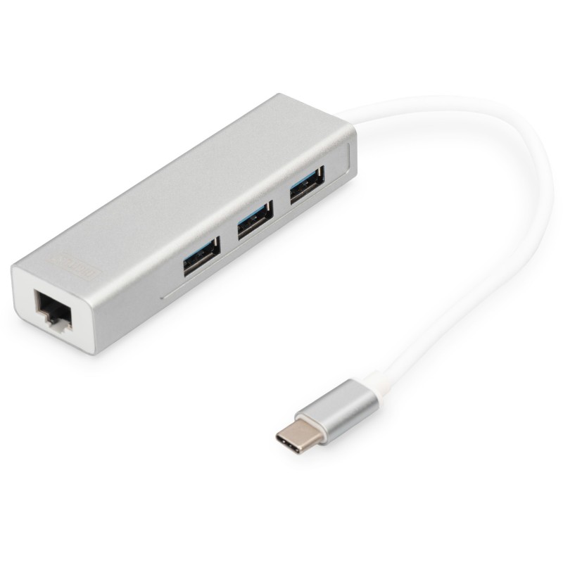 Buy DIGITUS USB-C Hub with 3-Port USB 3.0 + Gigabit Ethernet - White in Cyprus, Nicosia, Limassol, Larnaka, Pafos