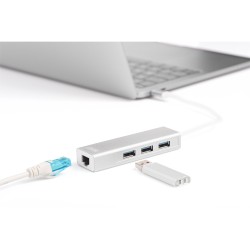 Buy DIGITUS USB-C Hub with 3-Port USB 3.0 + Gigabit Ethernet - White in Cyprus, Nicosia, Limassol, Larnaka, Pafos