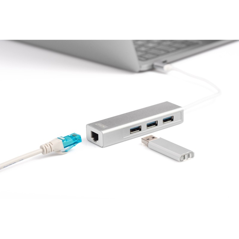 Buy DIGITUS USB-C Hub with 3-Port USB 3.0 + Gigabit Ethernet - White in Cyprus, Nicosia, Limassol, Larnaka, Pafos