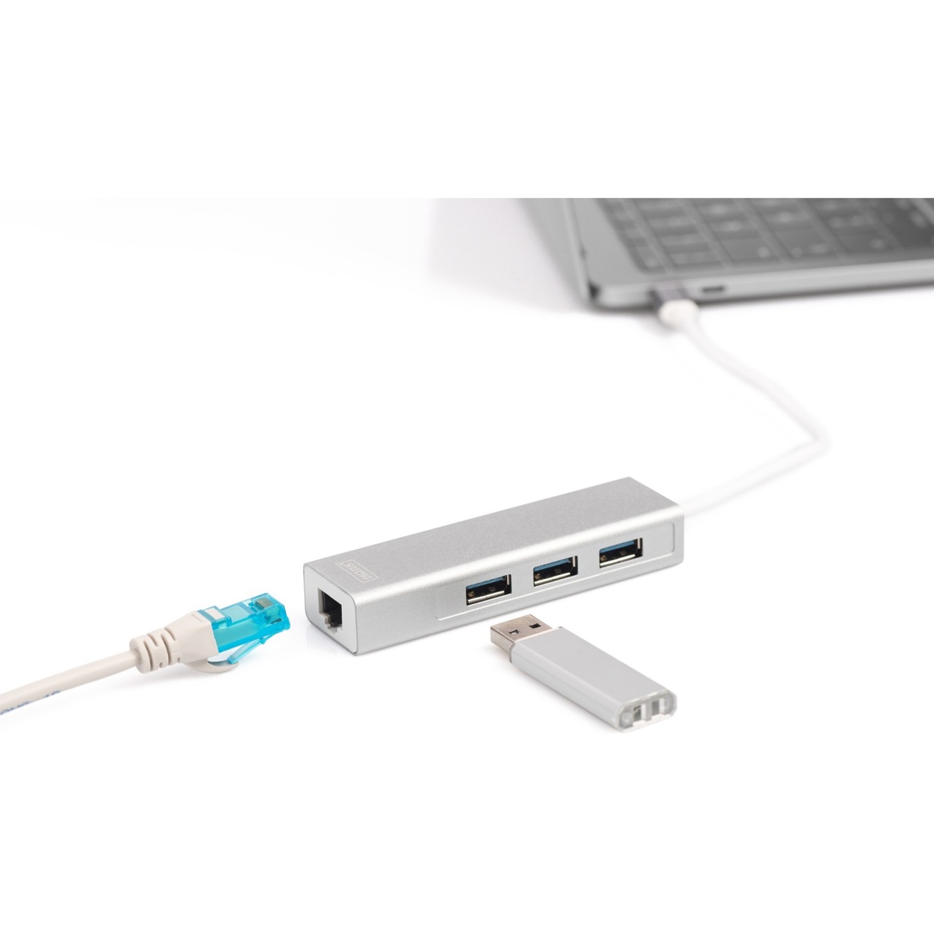 DIGITUS USB-C Hub with 3-Port USB 3.0 + Gigabit Ethernet - White — Buy in Cyprus with Fast Delivery