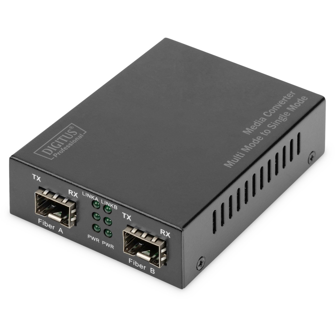Z DIGITUS Professional Media Converter - DN-82133 - 2x SFP MM/SM, 1000Base-X in, 100/1000Base-X out, 5V, Black