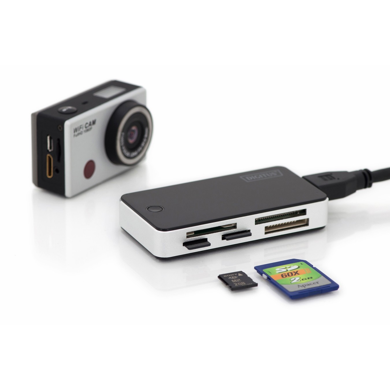 DIGITUS Card Reader USB 3.0 External - (Black/White, SD + microSD, USB-A 3.0) — Buy in Cyprus with Fast Delivery
