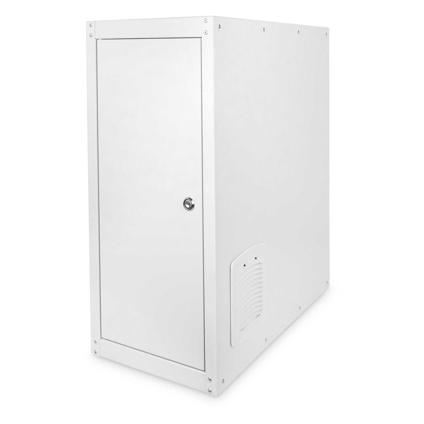 PC cabinet with glass door for computer chassis - (Gray, RAL 7035, includes fan and caster kit)