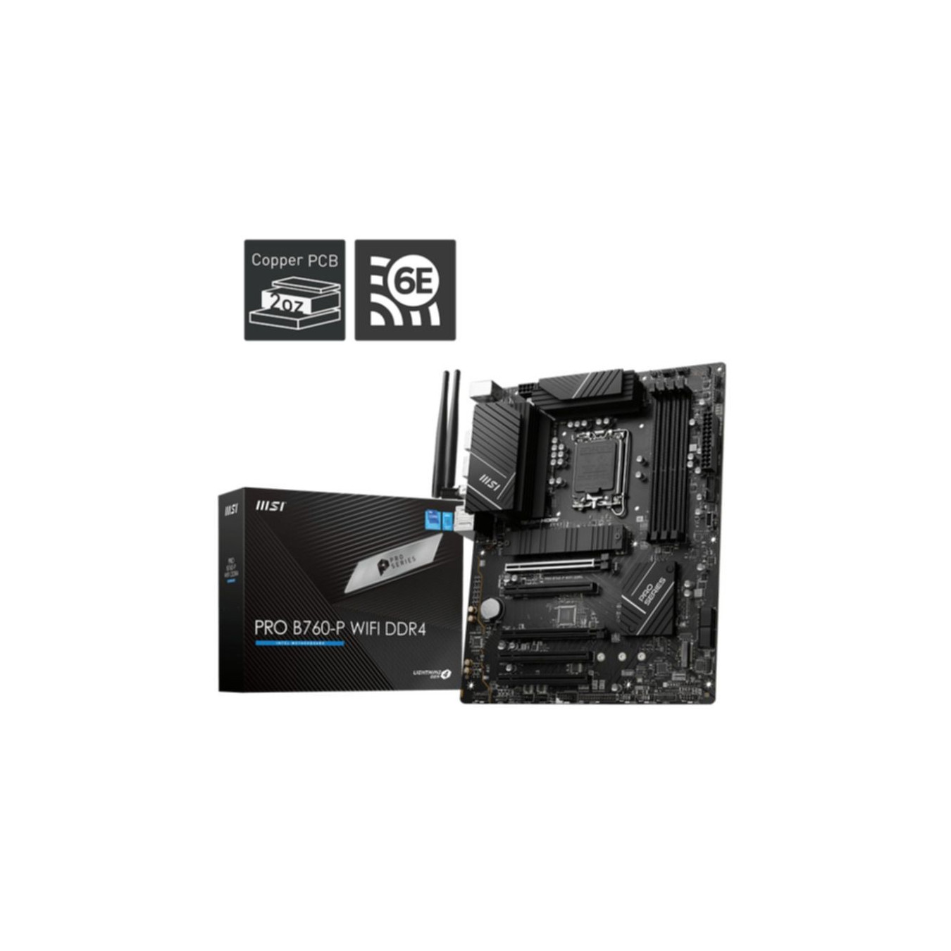 MSI PRO B760-P WIFI DDR4 - LGA1700 ATX Motherboard - Black, Up to 128GB DDR4, Wi-Fi, 2x M.2, 2.5Gb LAN
