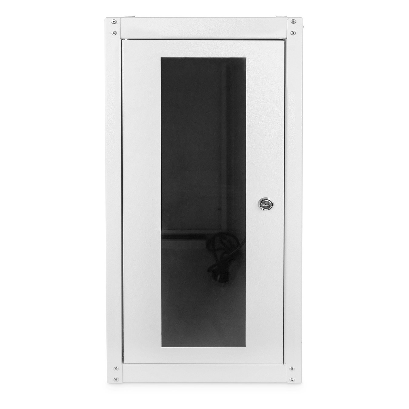 PC cabinet with glass door for computer chassis - (Gray, RAL 7035, includes fan and caster kit)