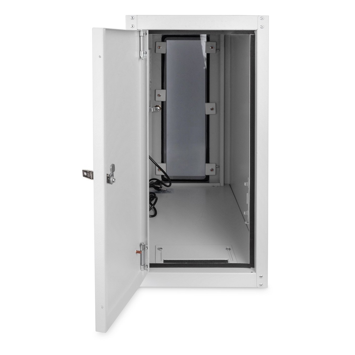 PC cabinet with glass door for computer chassis - (Gray, RAL 7035, includes fan and caster kit)