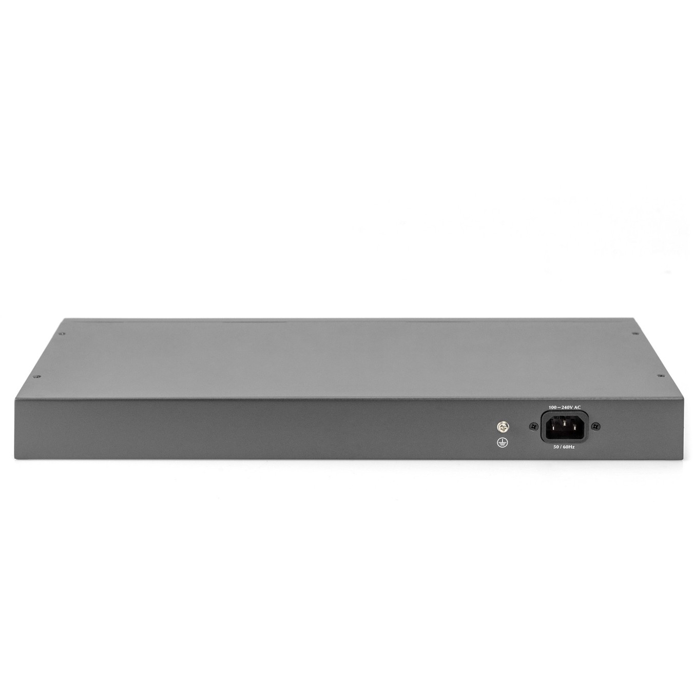 DIGITUS Switch 24-Port 10/100 PoE Unmanaged - Black - 24x PoE ports, 370 W budget, 2x combo SFP uplinks