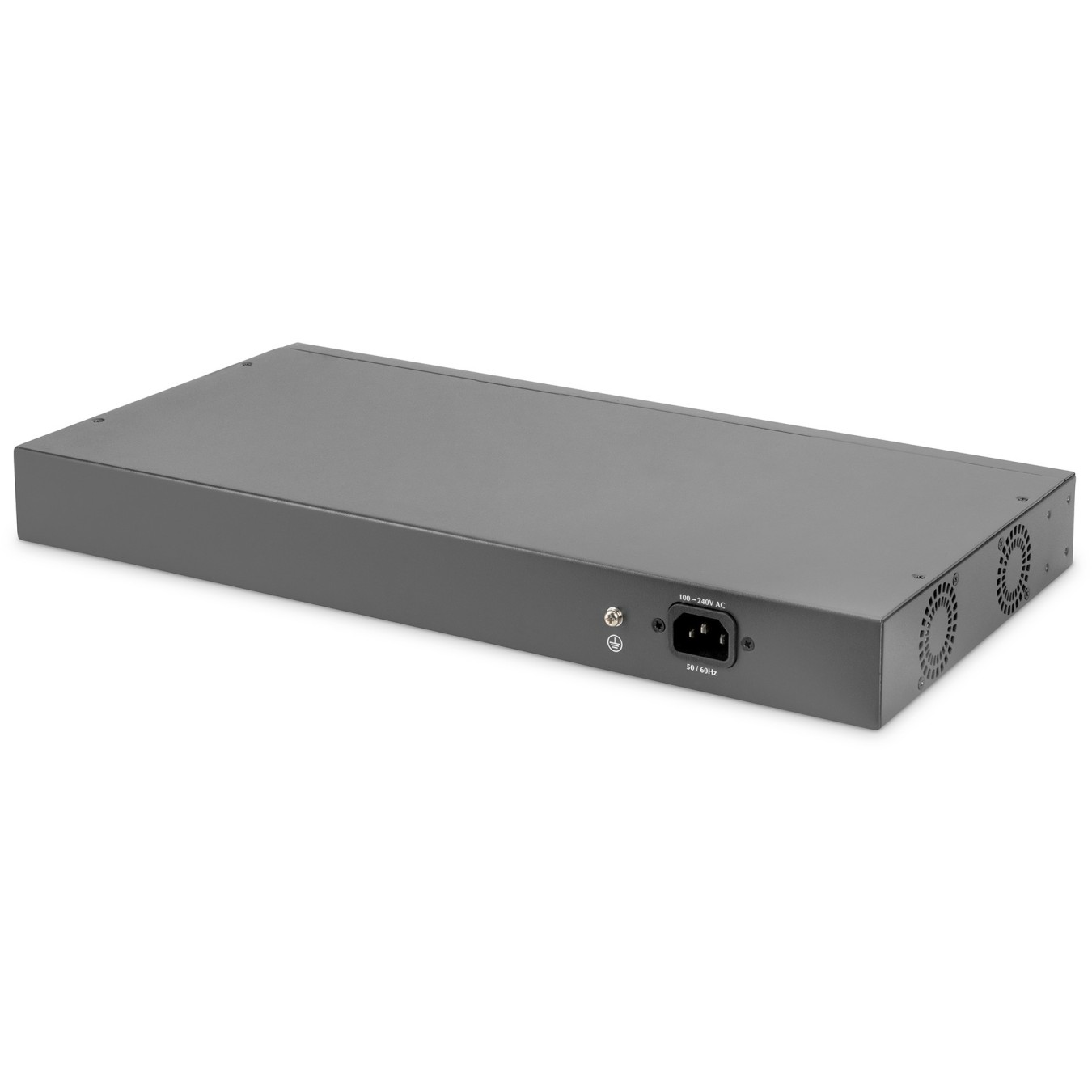 DIGITUS Switch 24-Port 10/100 PoE Unmanaged - Black - 24x PoE ports, 370 W budget, 2x combo SFP uplinks