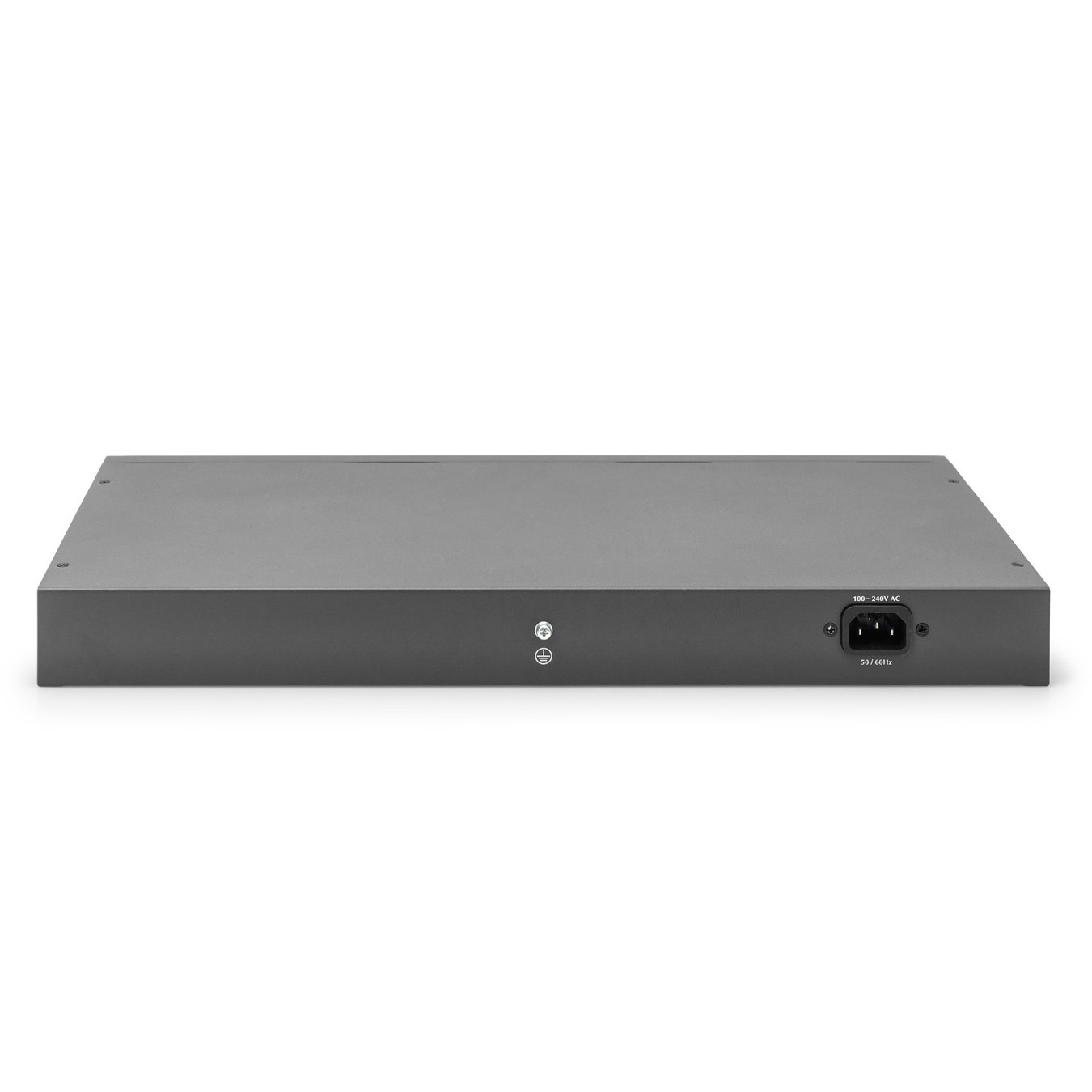 DIGITUS 24-Port Gigabit Unmanaged Switch - Grey - 2x SFP Uplinks, 370 W PoE Budget, 1U Rackmount