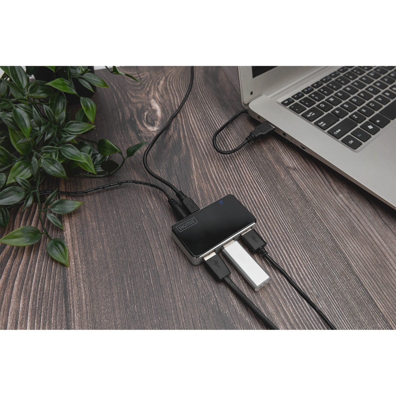 DIGITUS USB-Hub 4-Port USB 2.0 - Black & Silver - 0.66 m Cable — Buy in Cyprus with Fast Delivery