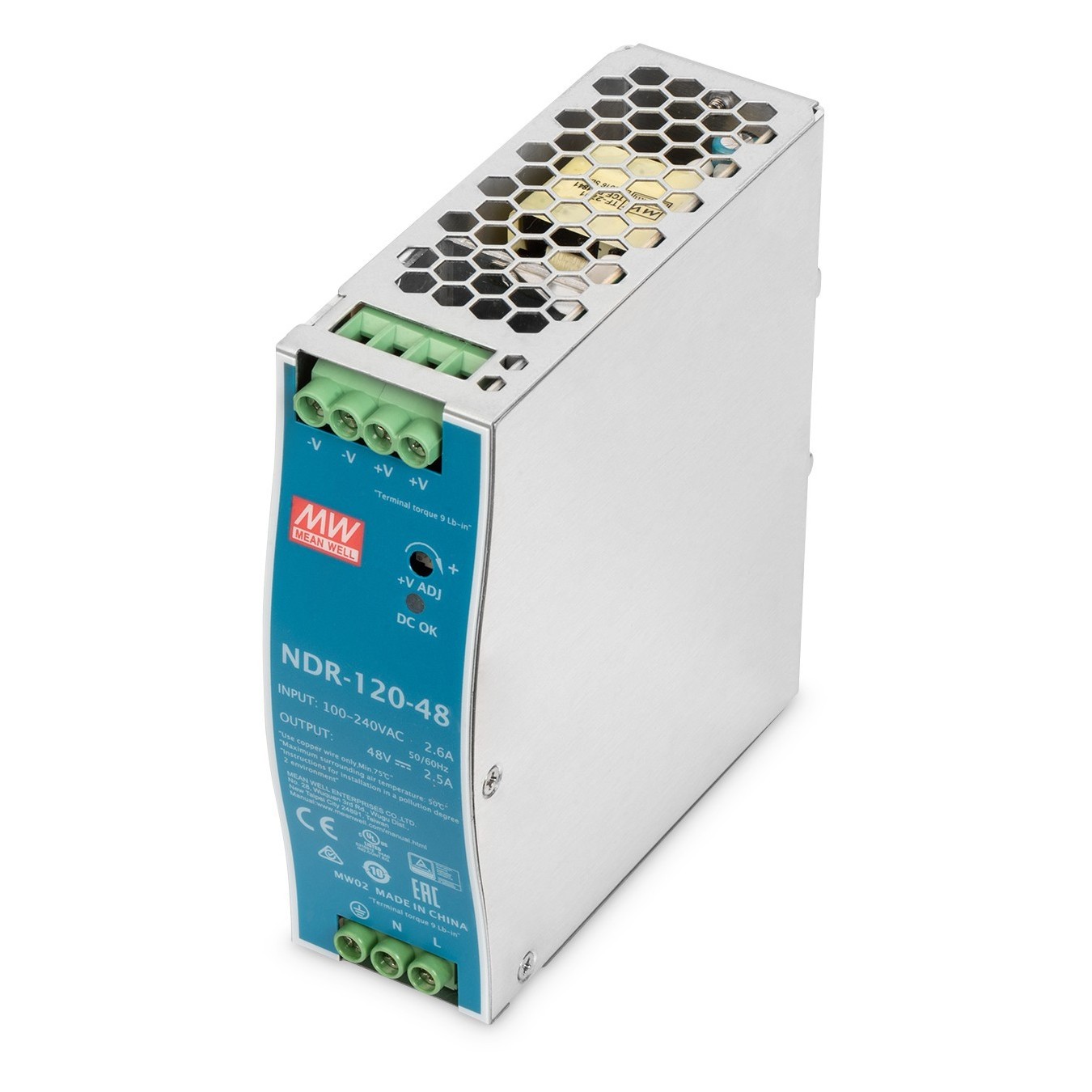 DIGITUS Industrial 48V DC 120W Power Supply in Metal Enclosure - 19'' Rack Mounted (Metal Enclosure)