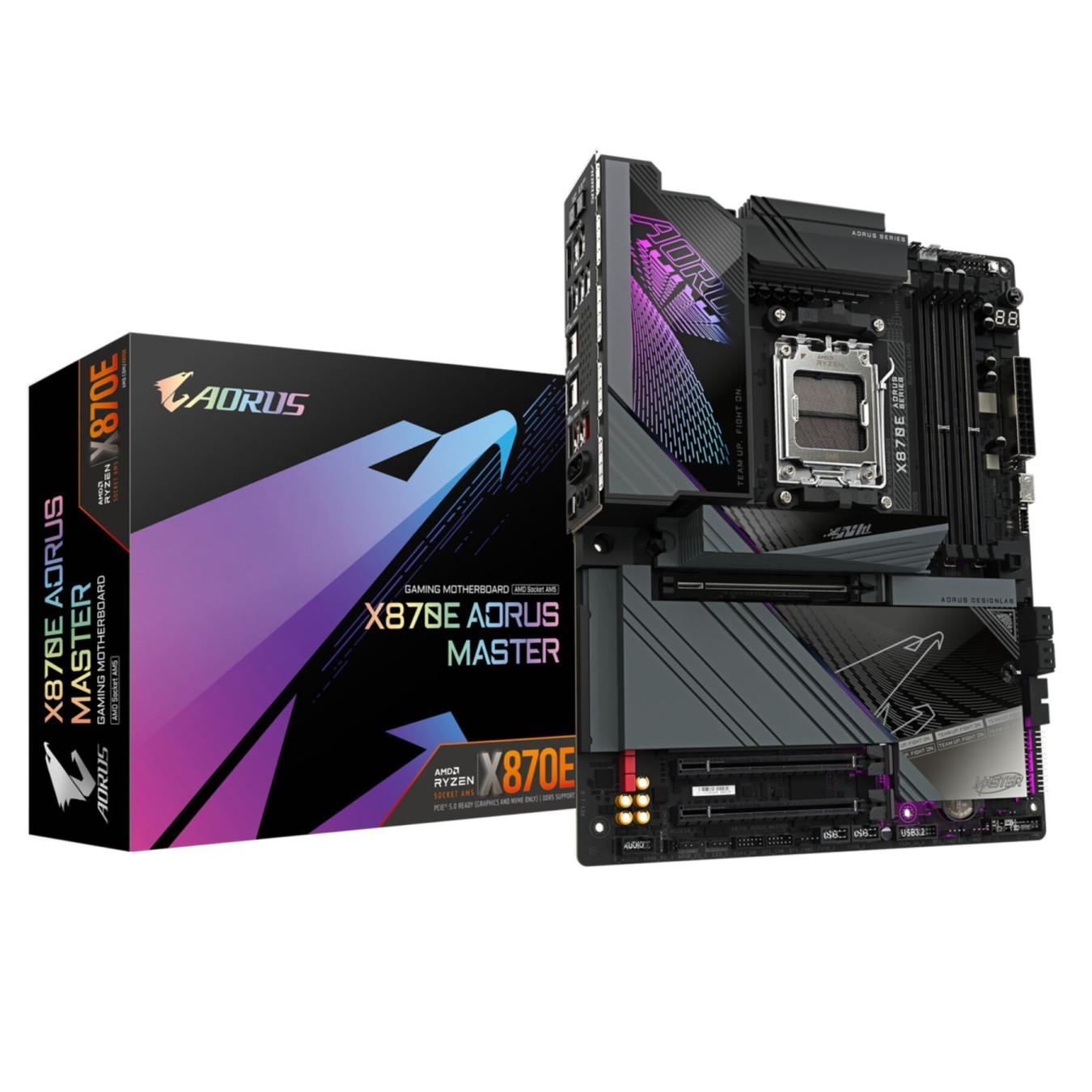 Gigabyte GA-X870E AORUS MASTER - AM5 ATX Motherboard, AMD X870, DDR5, 256GB Max, 4x M.2, Wi‑Fi 7, 5Gb LAN, Black