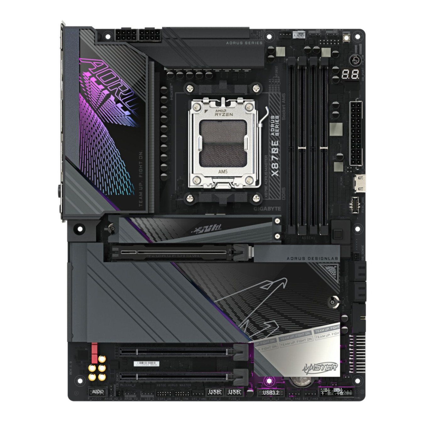 Gigabyte GA-X870E AORUS MASTER - AM5 ATX Motherboard, AMD X870, DDR5, 256GB Max, 4x M.2, Wi‑Fi 7, 5Gb LAN, Black