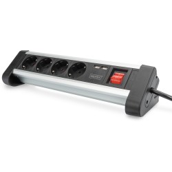 Buy Digitus 4-Port Power Strip with 2 USB-A Ports and Switch - Black Silver in Cyprus, Nicosia, Limassol, Larnaka, Pafos