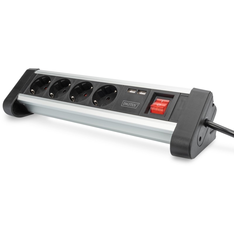 Buy Digitus 4-Port Power Strip with 2 USB-A Ports and Switch - Black Silver in Cyprus, Nicosia, Limassol, Larnaka, Pafos