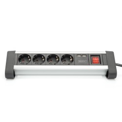 Buy Digitus 4-Port Power Strip with 2 USB-A Ports and Switch - Black Silver in Cyprus, Nicosia, Limassol, Larnaka, Pafos