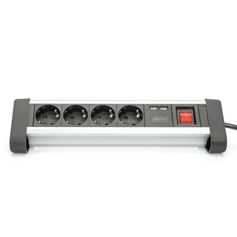 Buy Digitus 4-Port Power Strip with 2 USB-A Ports and Switch - Black Silver in Cyprus, Nicosia, Limassol, Larnaka, Pafos