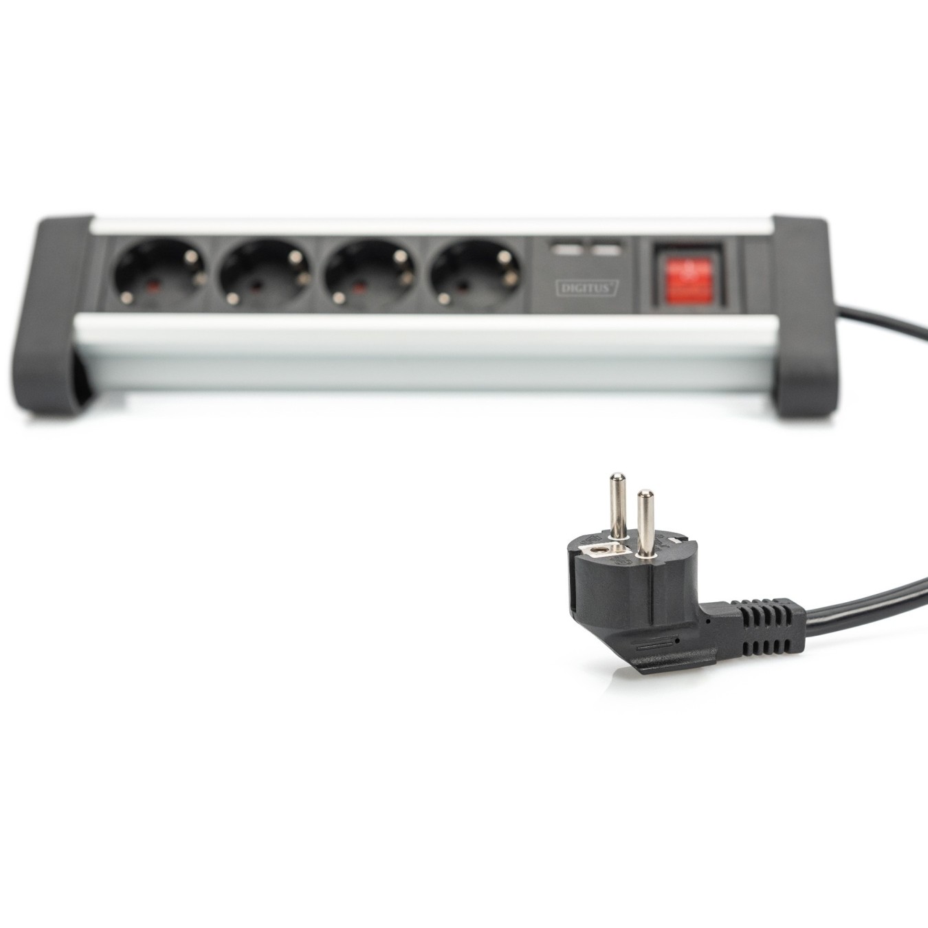 Digitus 4-Port Power Strip with 2 USB-A Ports and Switch - Black Silver — Buy in Cyprus with Fast Delivery