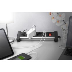 Buy Digitus 4-Port Power Strip with 2 USB-A Ports and Switch - Black Silver in Cyprus, Nicosia, Limassol, Larnaka, Pafos