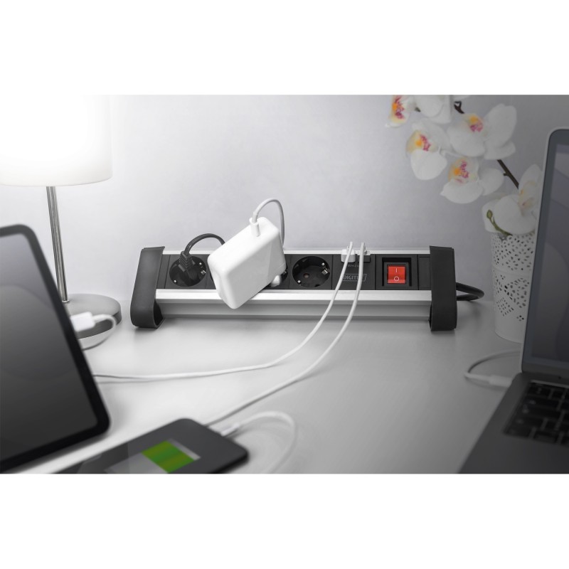 Buy Digitus 4-Port Power Strip with 2 USB-A Ports and Switch - Black Silver in Cyprus, Nicosia, Limassol, Larnaka, Pafos
