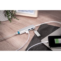 Buy Digitus USB-Hub 3-Port USB 3.0 + 1x Gigabit LAN - Aluminium Silver/White in Cyprus, Nicosia, Limassol, Larnaka, Pafos