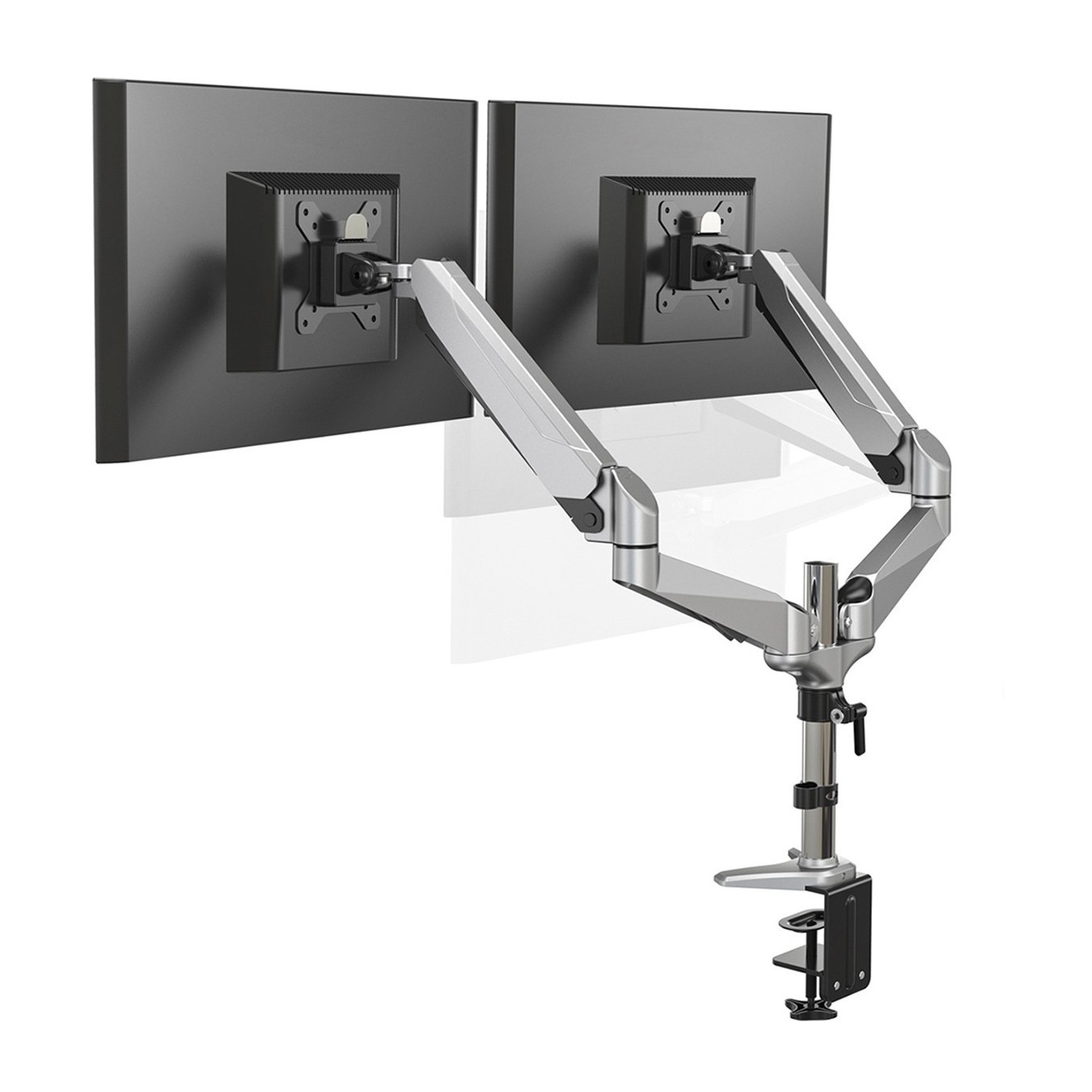 DIGITUS Dual Monitor Desk Mount for 2 Monitors up to 81 cm (32"), 8 kg - DA-90353 - Black & Silver