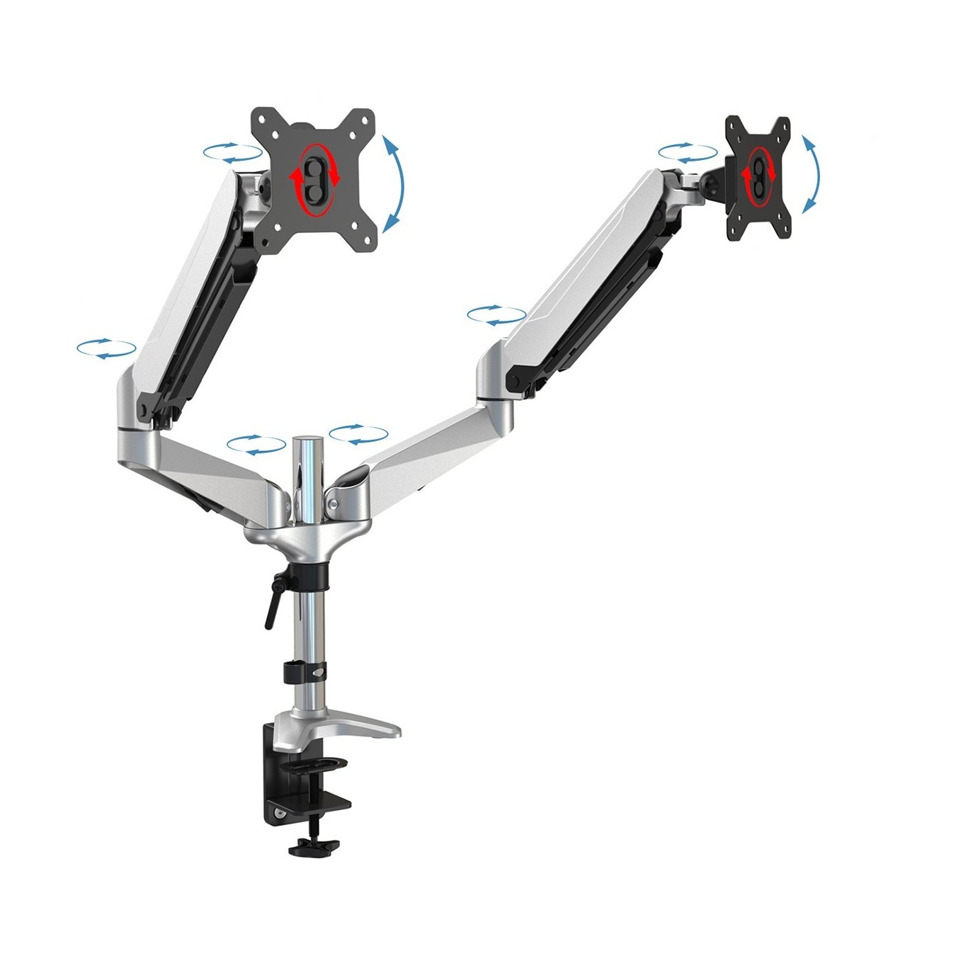 DIGITUS Dual Monitor Desk Mount for 2 Monitors up to 81 cm (32"), 8 kg - DA-90353 - Black & Silver