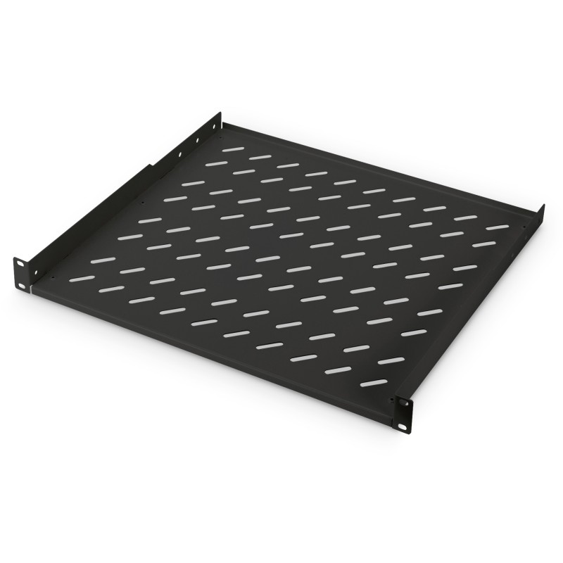 Buy 1U Perforated Rack Shelf - Black RAL 9005 - 400x44 mm, 15 kg load in Cyprus, Nicosia, Limassol, Larnaka, Pafos