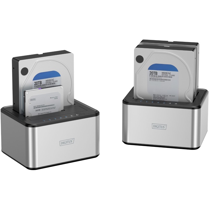 Buy DIGITUS USB Docking Station - 2 Bay SATA HDD/SSD Dock - Silver in Cyprus, Nicosia, Limassol, Larnaka, Pafos