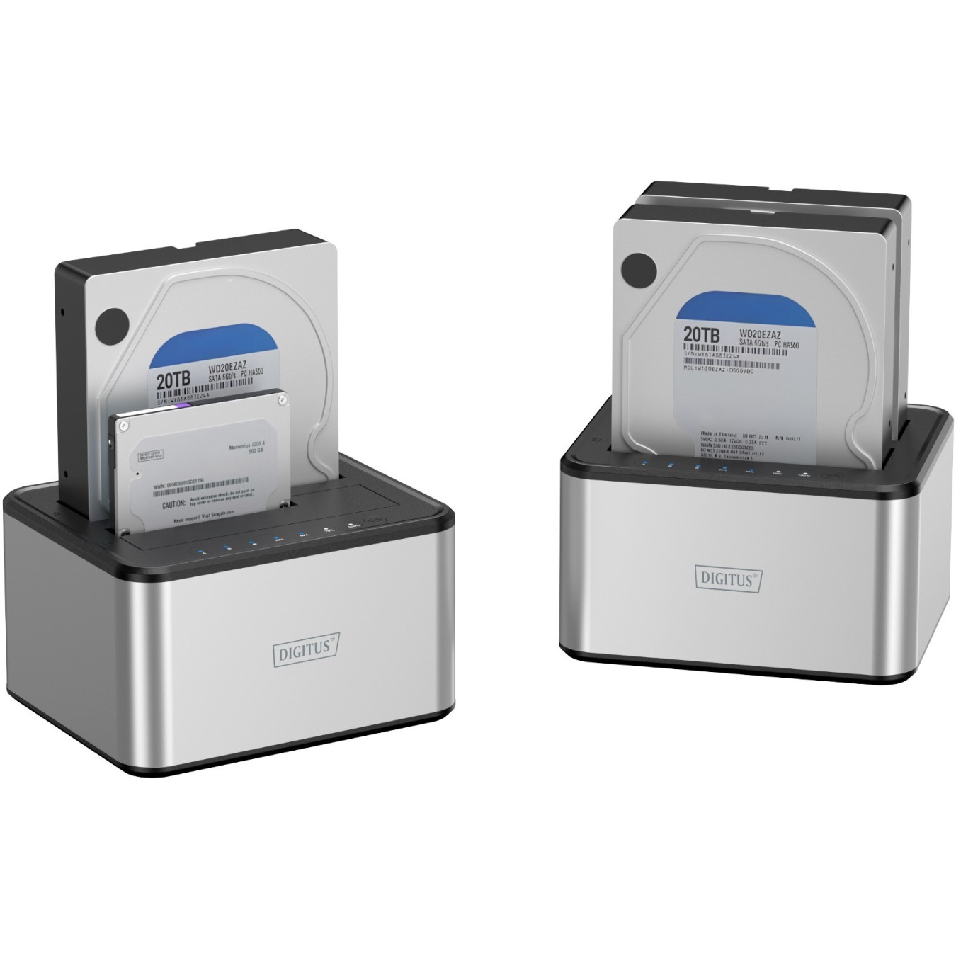 DIGITUS USB Docking Station - 2 Bay SATA HDD/SSD Dock - Silver — Buy in Cyprus with Fast Delivery