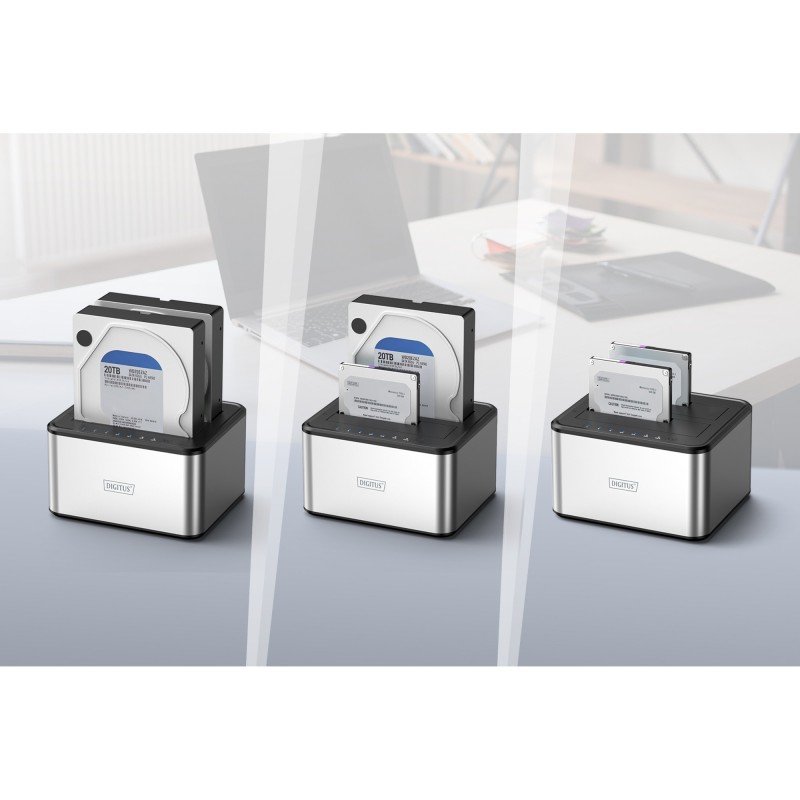 Buy DIGITUS USB Docking Station - 2 Bay SATA HDD/SSD Dock - Silver in Cyprus, Nicosia, Limassol, Larnaka, Pafos