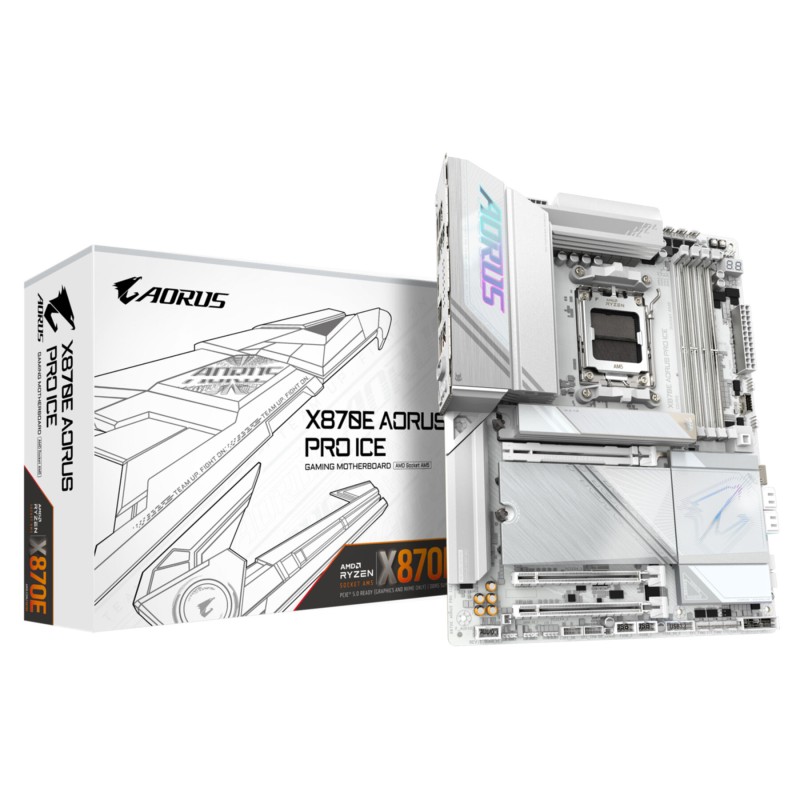 Buy GIGABYTE AORUS GA-X870E PRO ICE - AM5 ATX Motherboard, White, DDR5 up to 256... in Cyprus, Nicosia, Limassol, Larnaka, Pafos